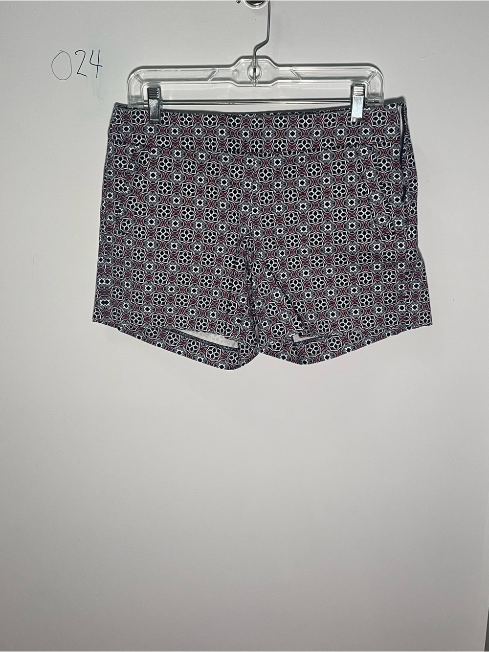 J. Crew Black and Pink Geometric High-Rise Shorts